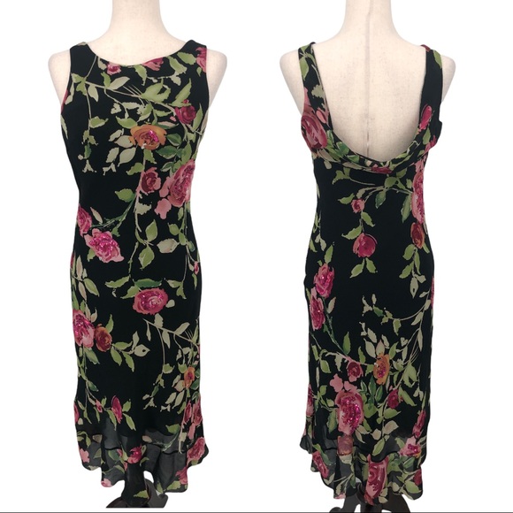 Nicole Miller Dresses & Skirts - SOLD Nicole Miller Silk Floral Draped Back Midi Dress 4